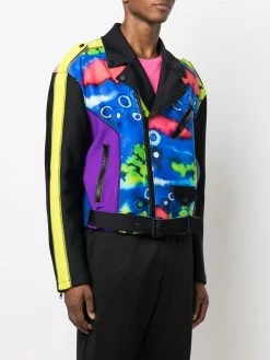 Moschino tie dye-print biker jacket