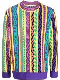 Moschino logo-print mock neck sweater