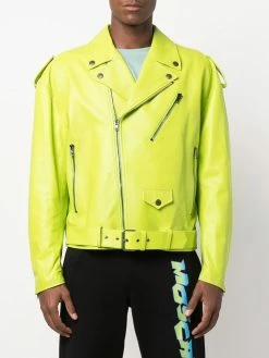 Moschino logo-print biker jacket