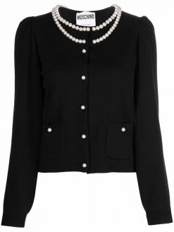Moschino faux-pearl knit cardigan