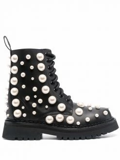 Moschino pearl-embellished ankle boots