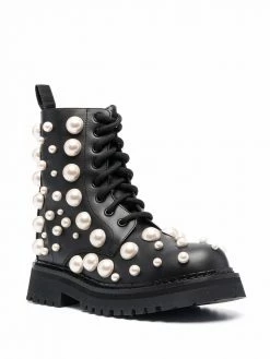 Moschino pearl-embellished ankle boots