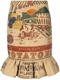 Moschino graphic-print peplum midi skirt