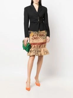 Moschino graphic-print peplum midi skirt