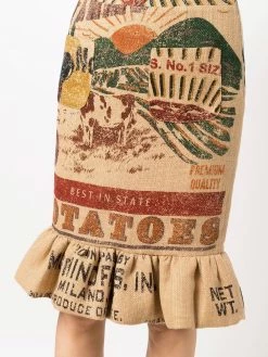 Moschino graphic-print peplum midi skirt