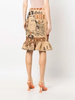 Moschino graphic-print peplum midi skirt