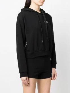 Moschino logo print crop hoodie