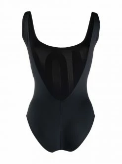 Moschino polka dot-print logo swimsuit