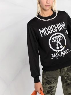 Moschino logo-print fine-knit jumper