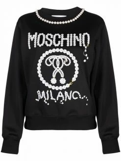 Moschino logo-print fine-knit jumper