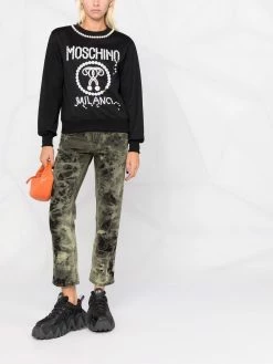Moschino logo-print fine-knit jumper