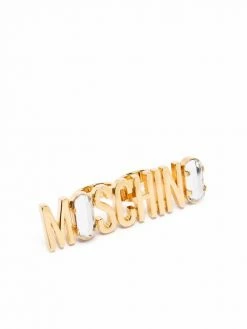 Moschino crystal-embellished logo ring