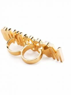 Moschino crystal-embellished logo ring