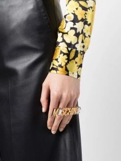 Moschino crystal-embellished logo ring