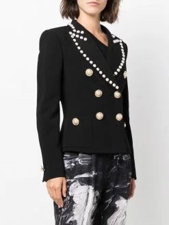 Moschino pearl-detail double-breasted blazer
