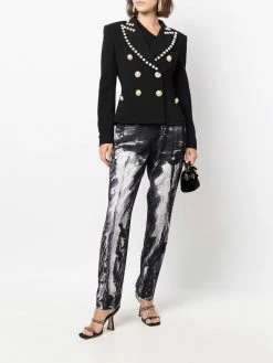 Moschino pearl-detail double-breasted blazer