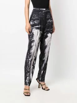 Moschino slim-fit paint-print trousers