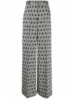 Moschino number pied-de-poule wide-leg trousers