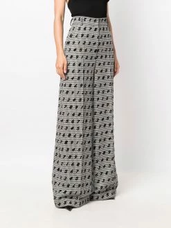 Moschino number pied-de-poule wide-leg trousers