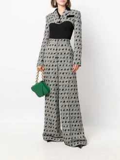 Moschino number pied-de-poule wide-leg trousers
