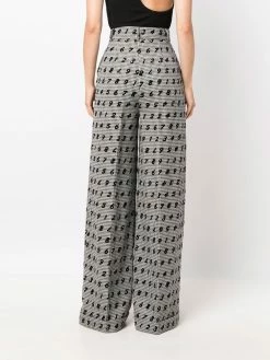 Moschino number pied-de-poule wide-leg trousers