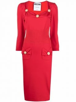 Moschino pearl-embellished midi dress