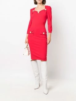 Moschino pearl-embellished midi dress