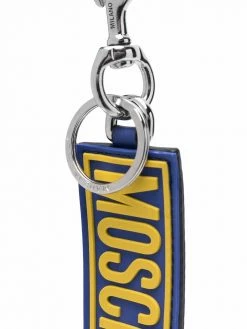 Moschino logo print tag keyring