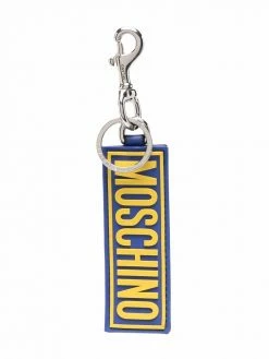 Moschino logo print tag keyring