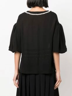 Moschino faux-pearl detailing silk blouse