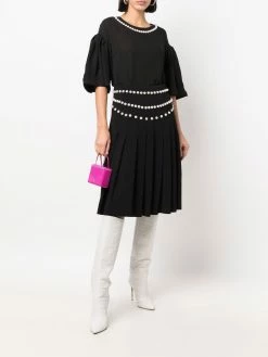 Moschino faux-pearl detailing silk blouse