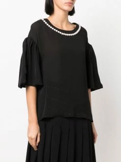 Moschino faux-pearl detailing silk blouse