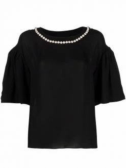 Moschino faux-pearl detailing silk blouse