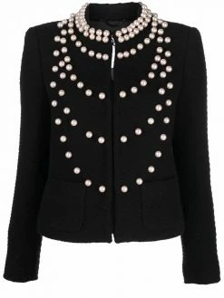 Moschino faux-pearl embellished wool jacket