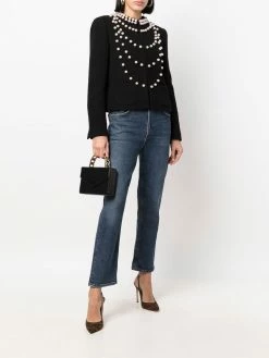 Moschino faux-pearl embellished wool jacket