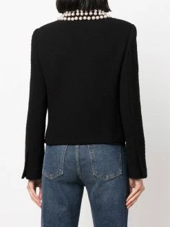 Moschino faux-pearl embellished wool jacket