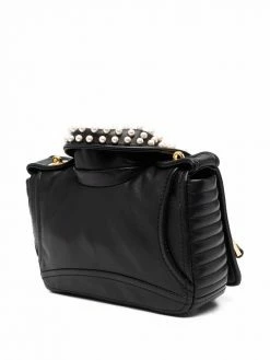 Moschino pearl-embellished biker jacket shoulder bag