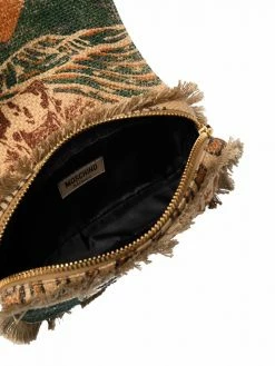 Moschino logo-print woven clutch bag