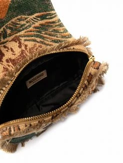 Moschino logo-print woven clutch bag