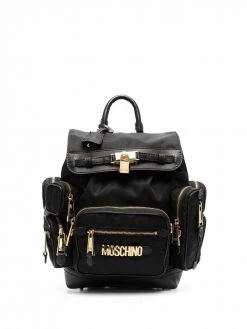 Moschino padlock-charm logo lettering backpack