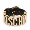 Moschino pearl-detail logo leather bracelet