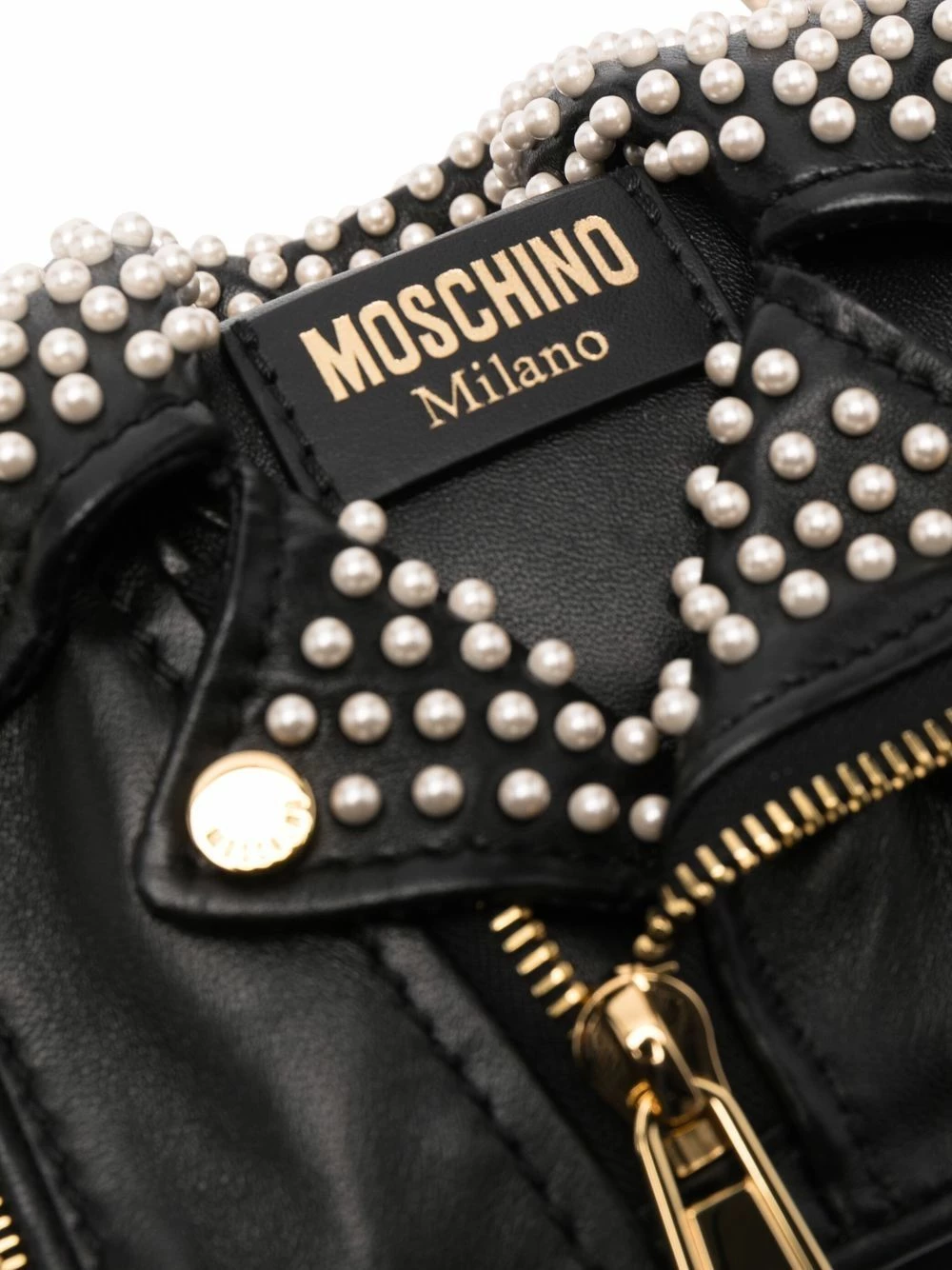 New ๐ Moschino Pearl studded biker bag ๐ 6 Moschino pearl-studded biker bag