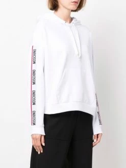 Moschino logo stripe cotton hoodie