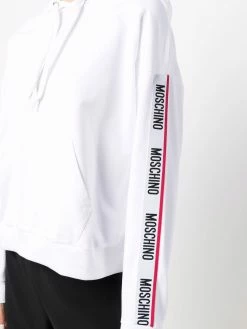 Moschino logo stripe cotton hoodie