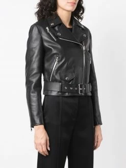 Moschino logo-lettering biker jacket