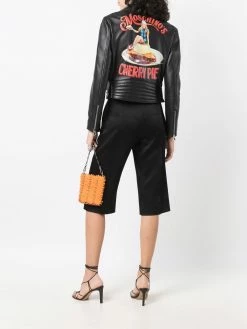 Moschino logo-lettering biker jacket