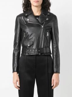 Moschino logo-lettering biker jacket