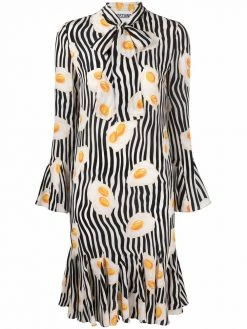Moschino graphic-print silk midi dress