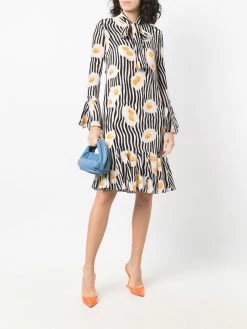 Moschino graphic-print silk midi dress