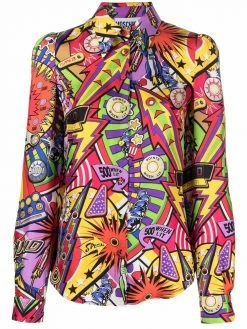Moschino graphic-print silk shirt